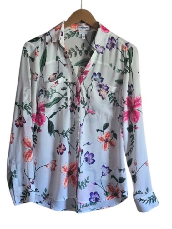 Express Tops - Express Floral Buttoned Down Shirt